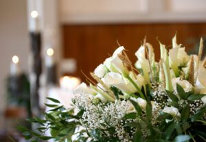flowers on altar